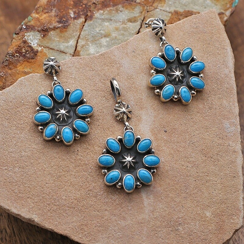 Cluster pendant &amp; earring set