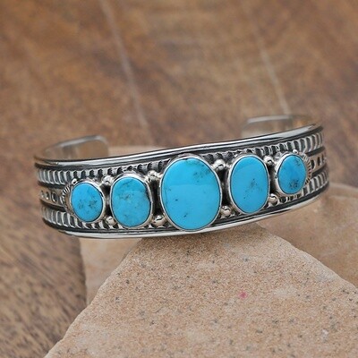 5-stone bracelet with Blue Gem turquoise