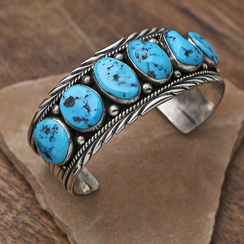 Large 6 stone cuff bracelet