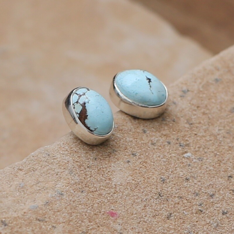 Small oval Golden Hills turquoise earrings