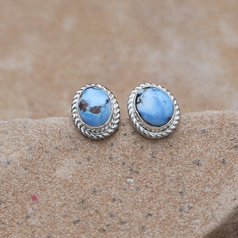 Oval &amp; twist wire Golden Hills turquoise earrings
