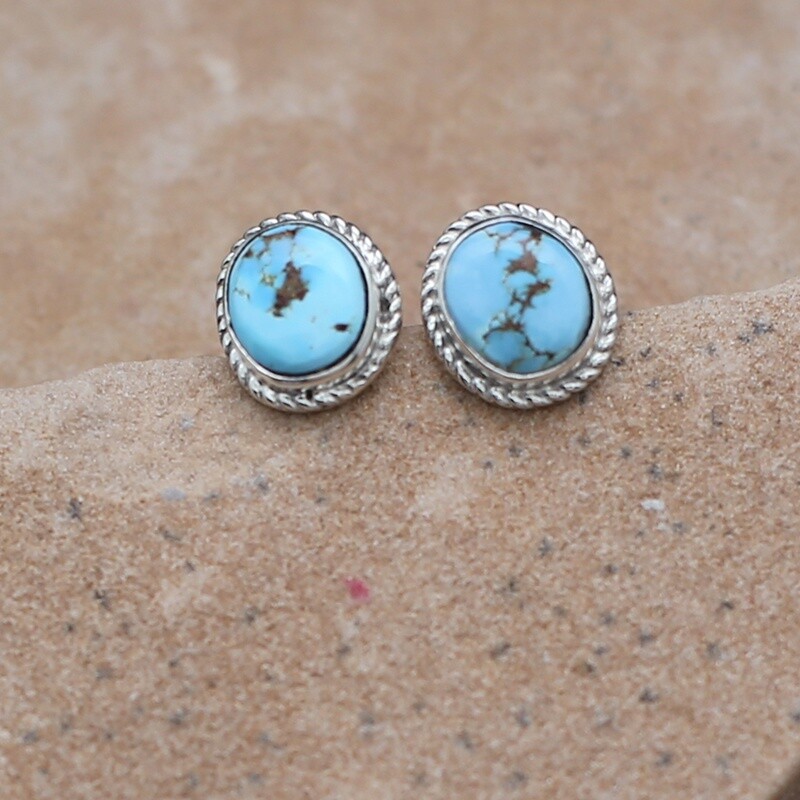 Medium round Golden hills turquoise earrings