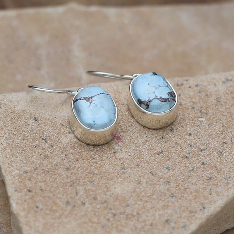 Oval dangle earrings w/Golden hills turquosie