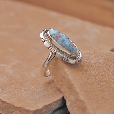 Elongated Golden hills turquoise ring