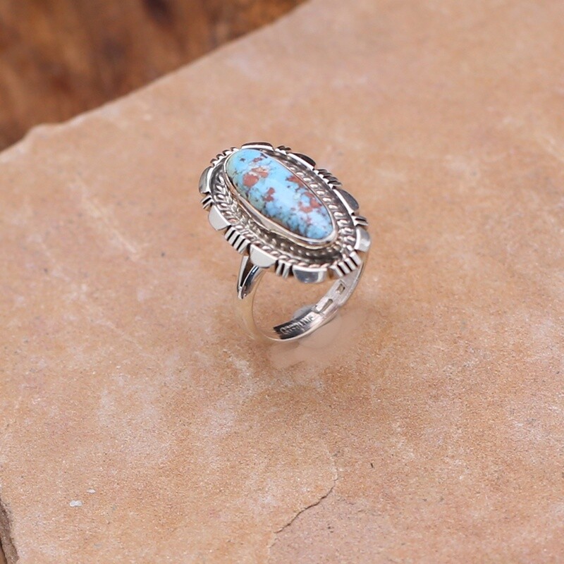 Elongated Golden hills turquoise ring
