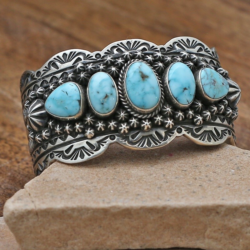 Happy Piasso 5-stone bracelet w/Dry creek turquoise