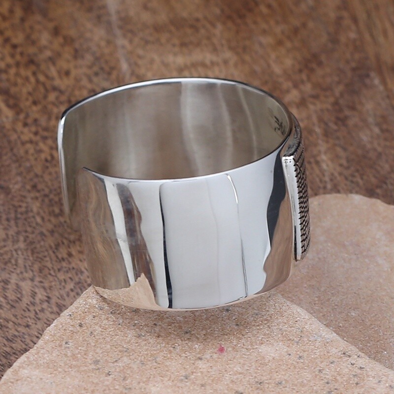 Basket weave design  extra wide bracelet
