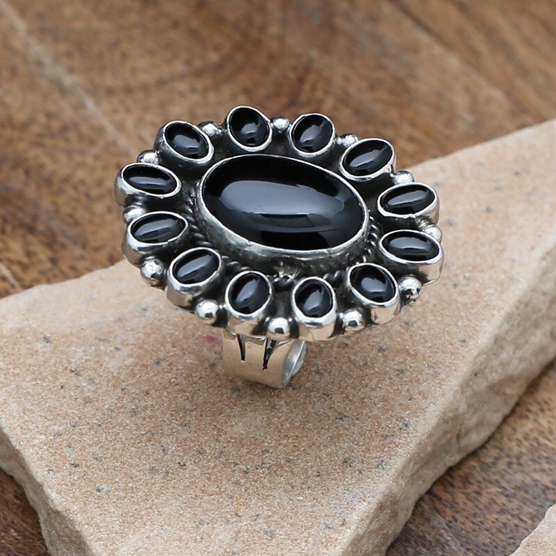 Black onyx cluster ring