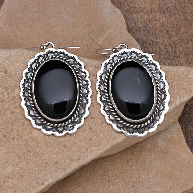 Large black onyx earrings