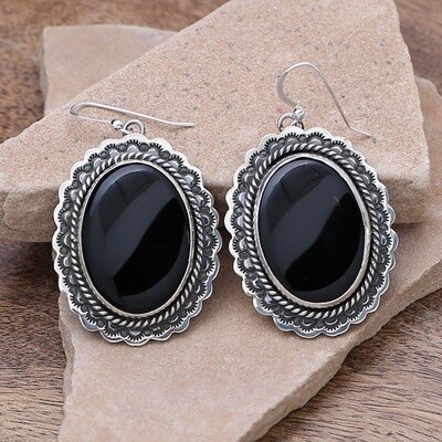 Extra large black onyx earrings