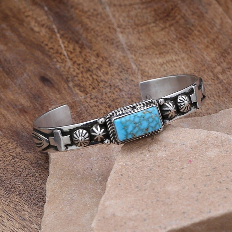 Rectangular Kingman turquoise bracelet