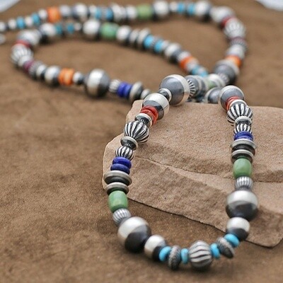 Multi-Color beaded necklace, Length: 36&quot;