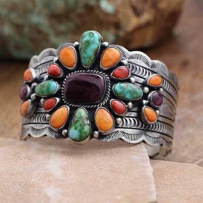 Multicolored cluster Navajo bracelet