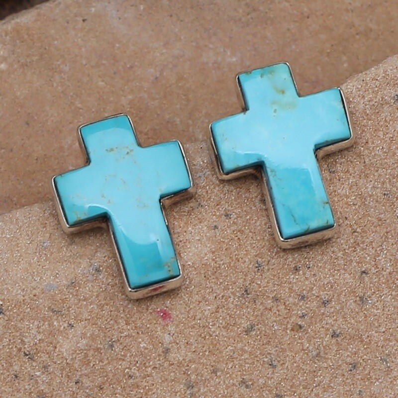 Turquoise cross earrings