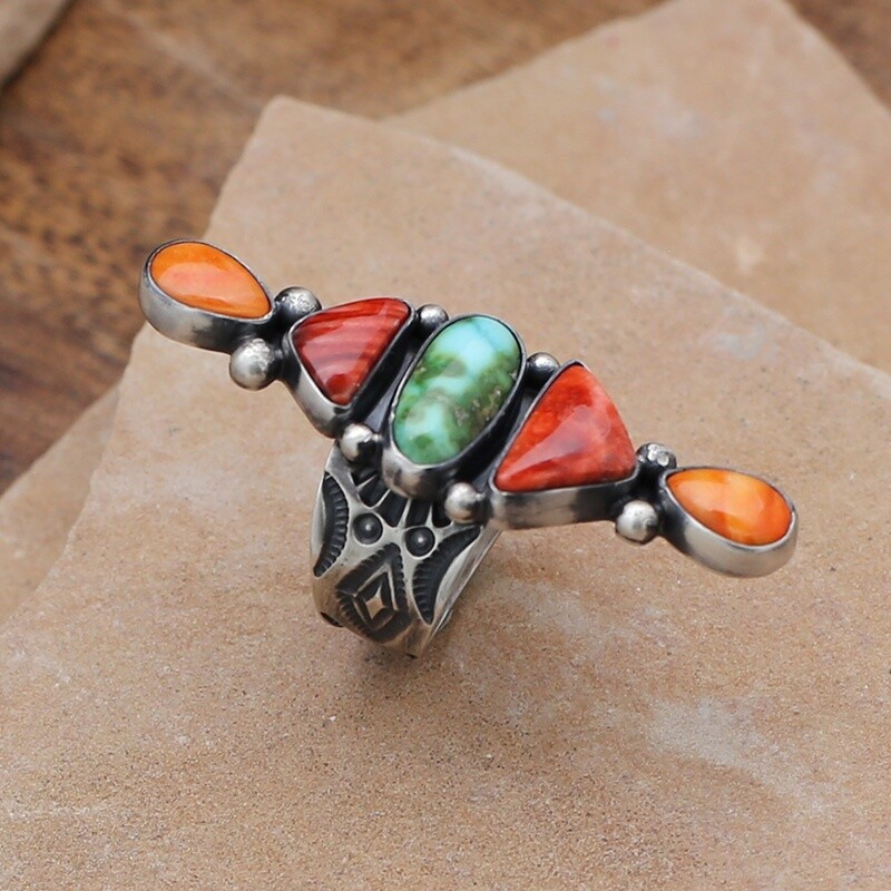 5-stone multicolor adjustable ring, Ring Size: Bil848