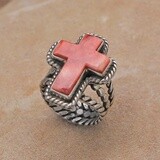 Spiny oyster cross ring, Ring Size: Bil857