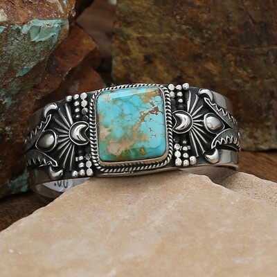 Square Royston stone cuff bracelet