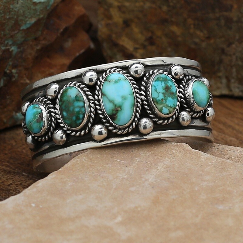 Heavy 5-Stone Sonoran Gold turquoise bracelet