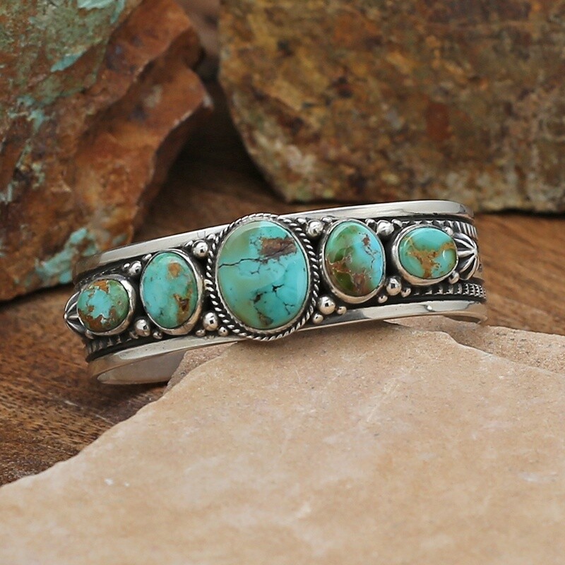 Small 5-stone Royston turquoise bracelet