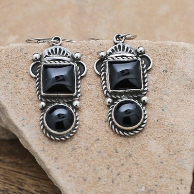 Double onyx stone dangle earrings