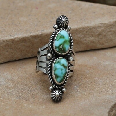 2-stone Sonoran gold turquoise ring