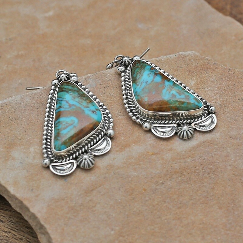 Large dangle earrings w/Royston turquoise