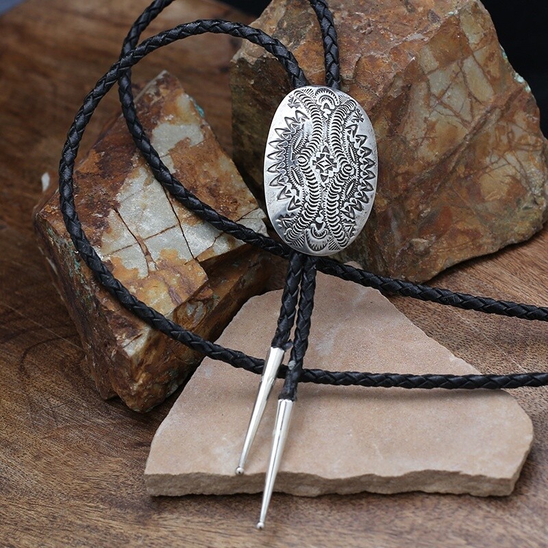 Sterling silver oval Bolo Tie