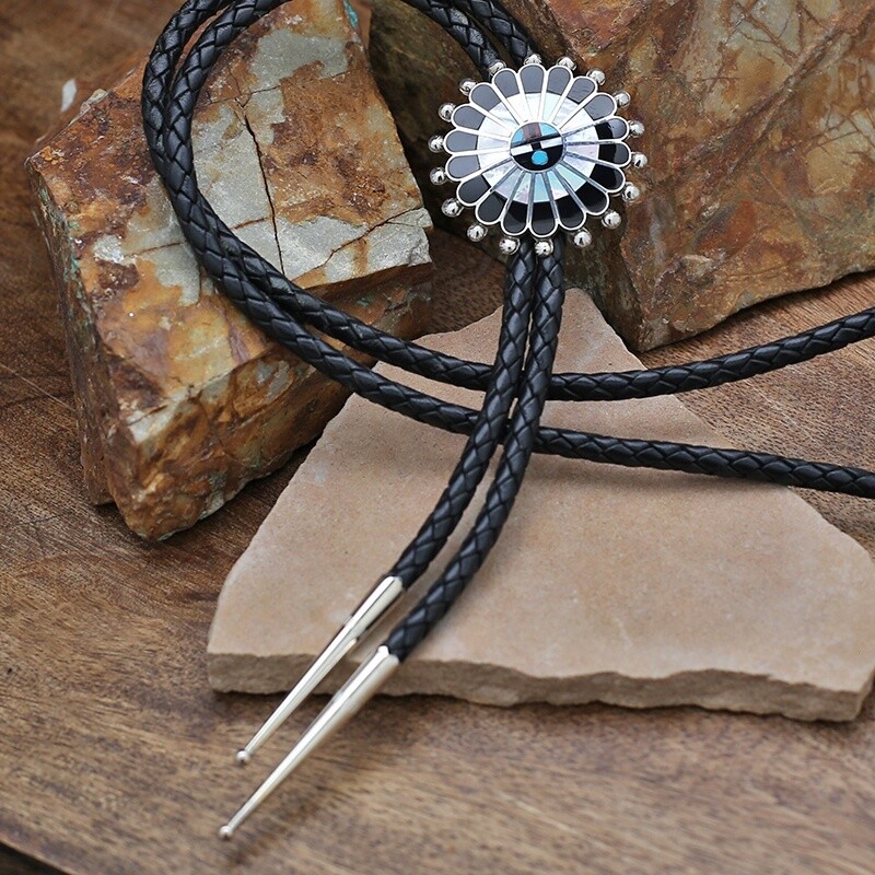 Zuni Sun Face bolo tie
