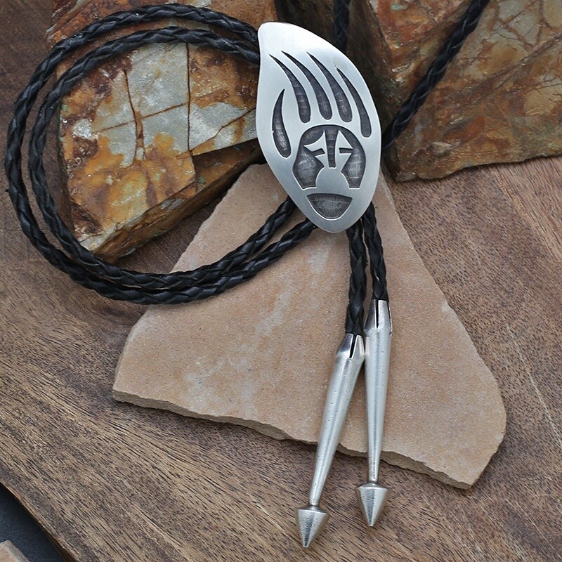 Hopi Badger paw design bolo tie