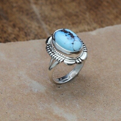 Oval stone Golden hills turquoise ring
