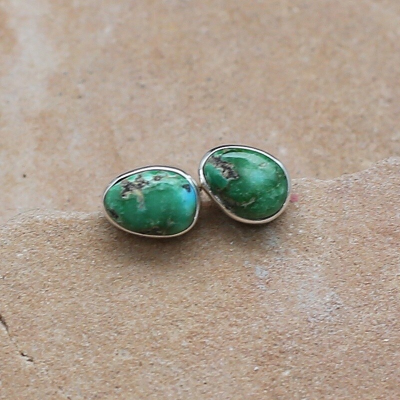 Mini oval Sonoran gold turquoise earrings
