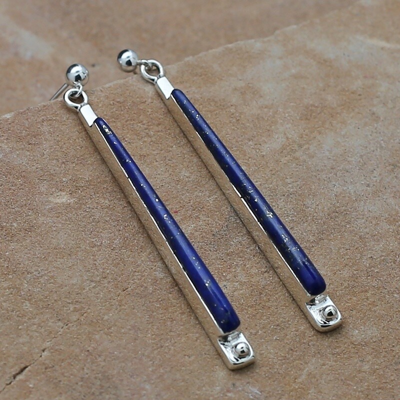 Lapis stick inlay earrings