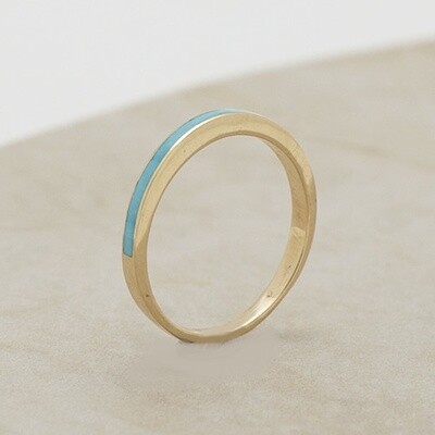 Thin Stackable ring 14kt gold & Turquoise