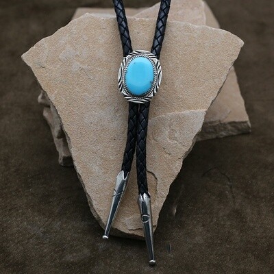 Small oval Turquoise Bolo Tie