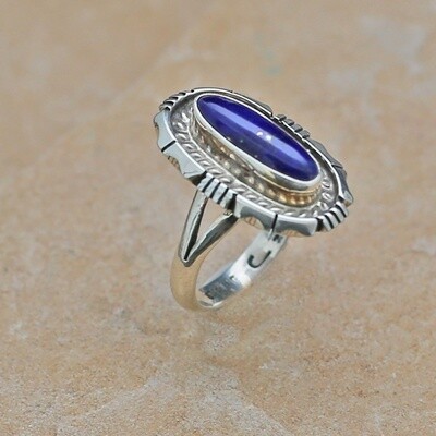 Small elongated Lapis stone ring