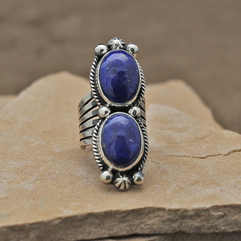 Large 2-stone Lapis ring