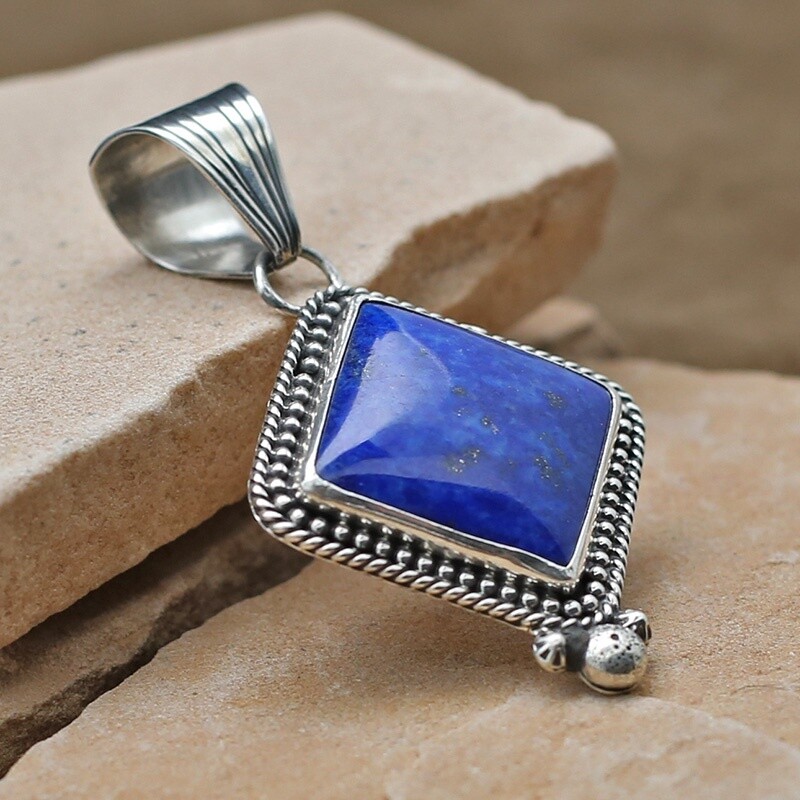 Large square stone Lapis pendant