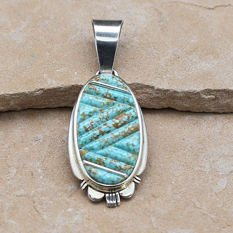 #8 Turquoise cobble stone inlay pendant