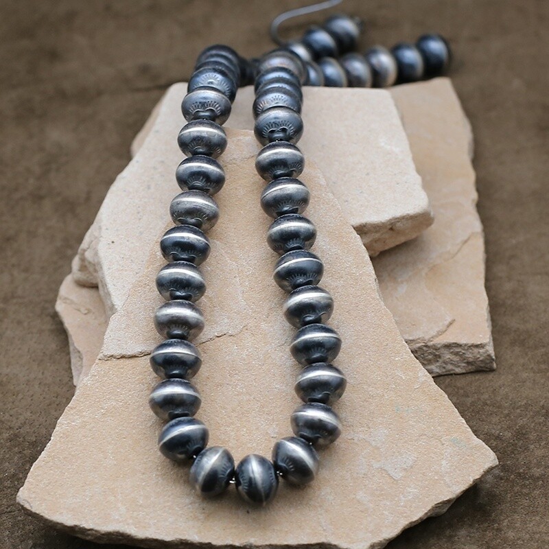 18" Oxidized Navajo Pearls