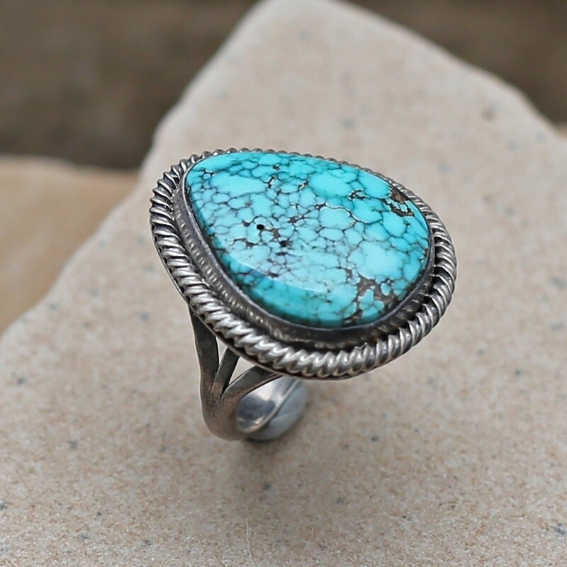 Vintage Navajo ring- Lone Mountain turquoise