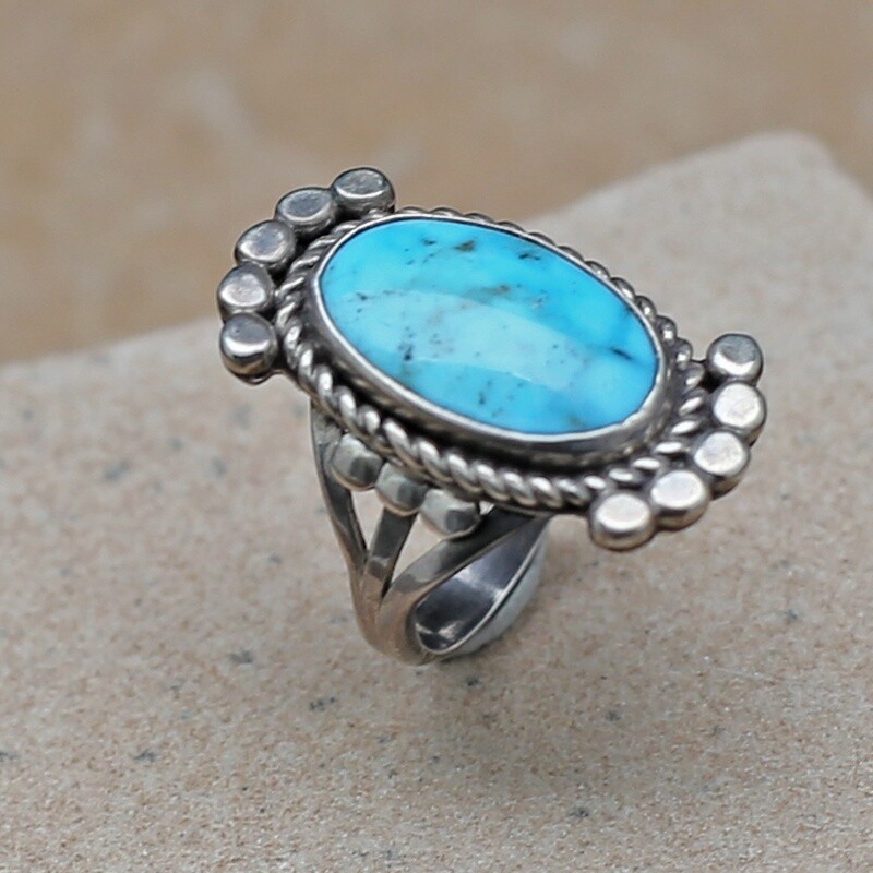 1970&#39;s Navajo ring with Lone Mountain turquoise
