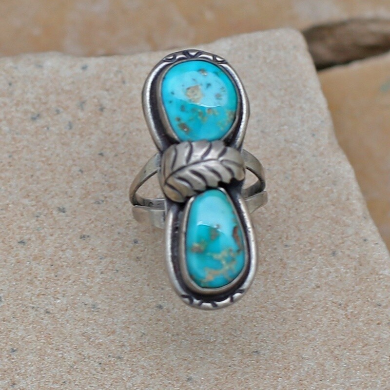 2-stone Blue Gem turquoise ring