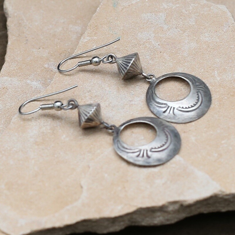 Vintage double dangle silver earrings