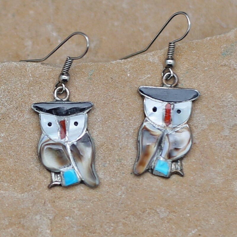 Vintage dangle owl earrings