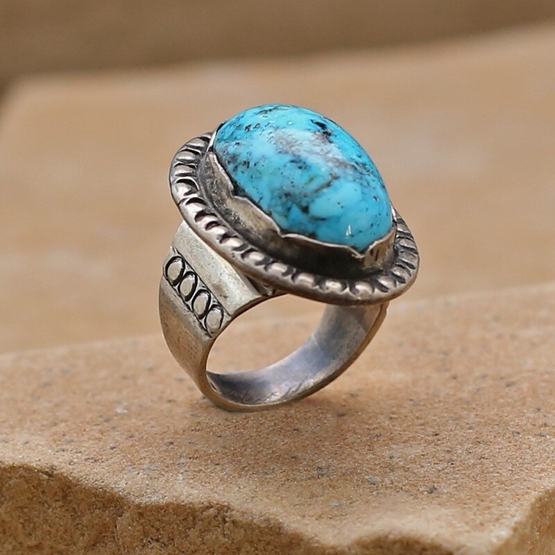 Large Persian turquoise ring- 1970's