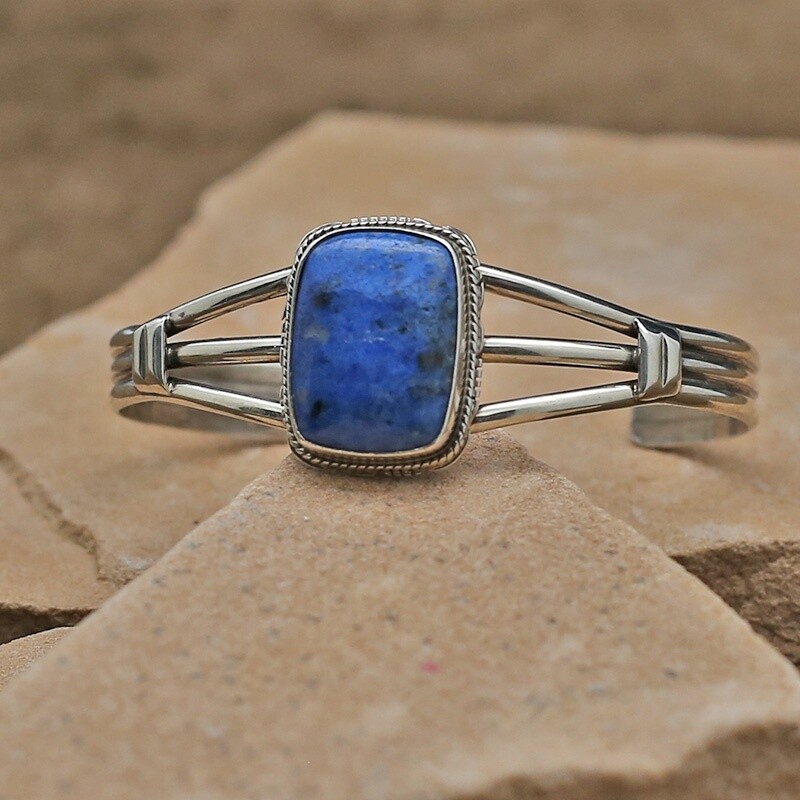 Rectangular denim lapis stone bracelet