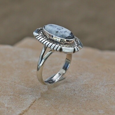 Small white buffalo stone ring