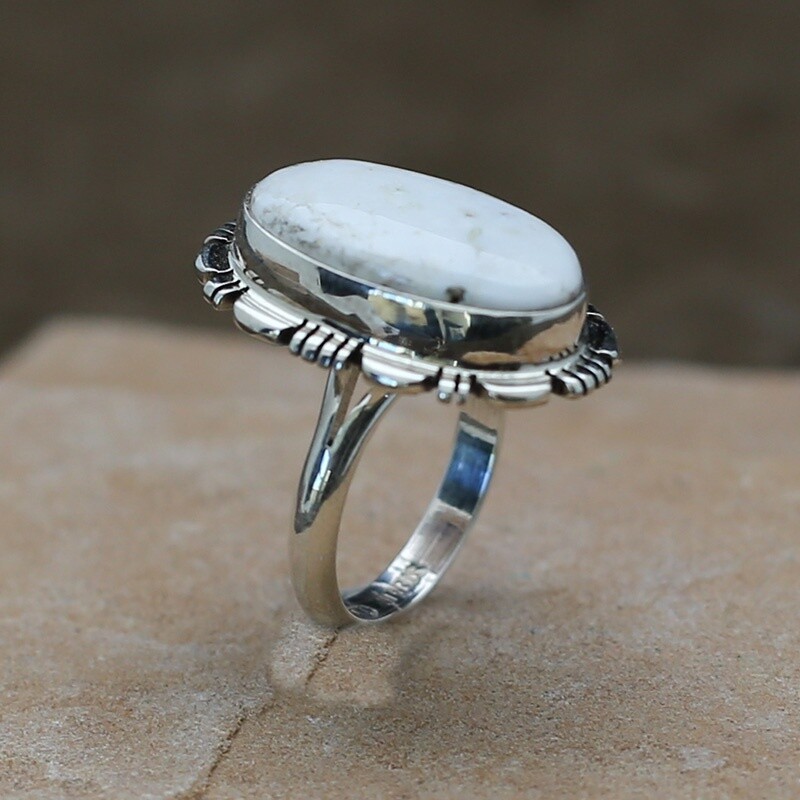 Medium oval ring- White Buffalo stone