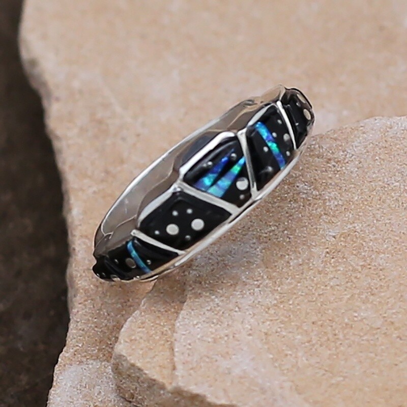 Uniquely shaped band ring, Night Sky design