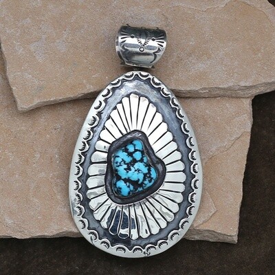 Large 1970s pendant with Lone Mountain turquoise